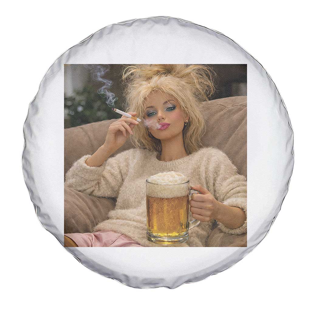 Funny Smoking And Drinking Doll Meme Spare Tire Cover Weekend Relaxation TS12 Print Your Wear