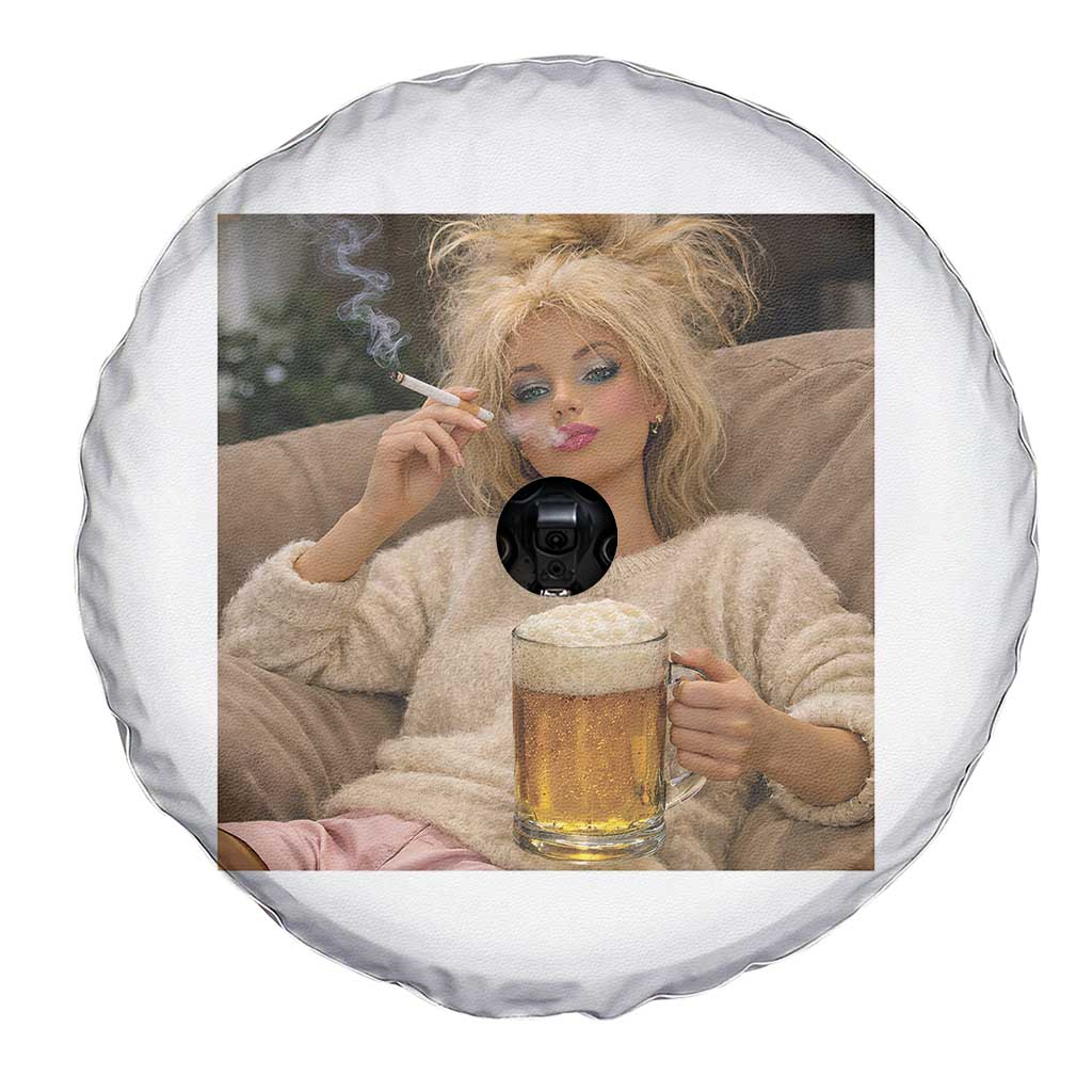 Funny Smoking And Drinking Doll Meme Spare Tire Cover Weekend Relaxation TS12 Print Your Wear