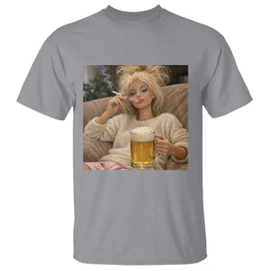 Funny Smoking And Drinking Doll Meme T Shirt Weekend Relaxation TS12 Sport Gray Print Your Wear