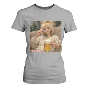 Funny Smoking And Drinking Doll Meme T Shirt For Women Weekend Relaxation TS12 Sport Gray Print Your Wear