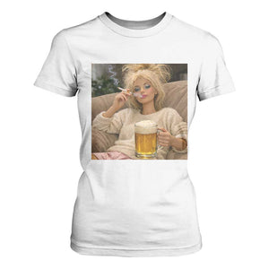 Funny Smoking And Drinking Doll Meme T Shirt For Women Weekend Relaxation TS12 White Print Your Wear