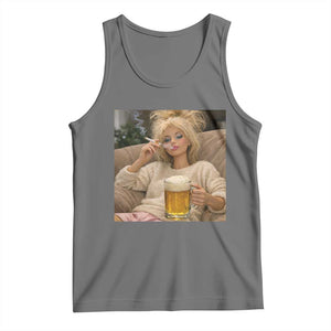 Funny Smoking And Drinking Doll Meme Tank Top Weekend Relaxation TS12 Black Heather Print Your Wear