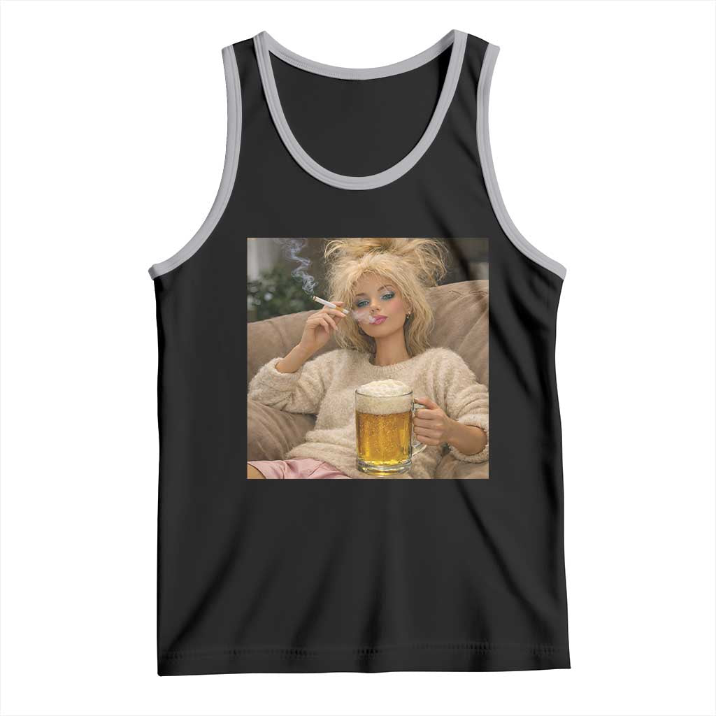 Funny Smoking And Drinking Doll Meme Tank Top Weekend Relaxation TS12 Black Athletic Heather Print Your Wear