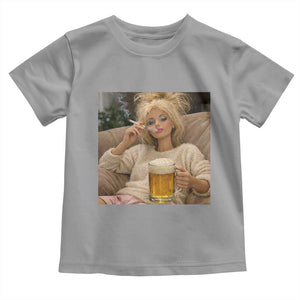 Funny Smoking And Drinking Doll Meme Toddler T Shirt Weekend Relaxation TS12 Sport Gray Print Your Wear