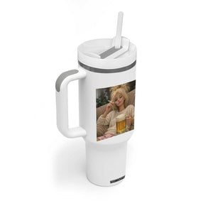 Funny Smoking And Drinking Doll Meme Tumbler With Handle Weekend Relaxation TS12 Print Your Wear