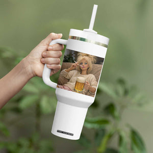 Funny Smoking And Drinking Doll Meme Tumbler With Handle Weekend Relaxation TS12 Print Your Wear