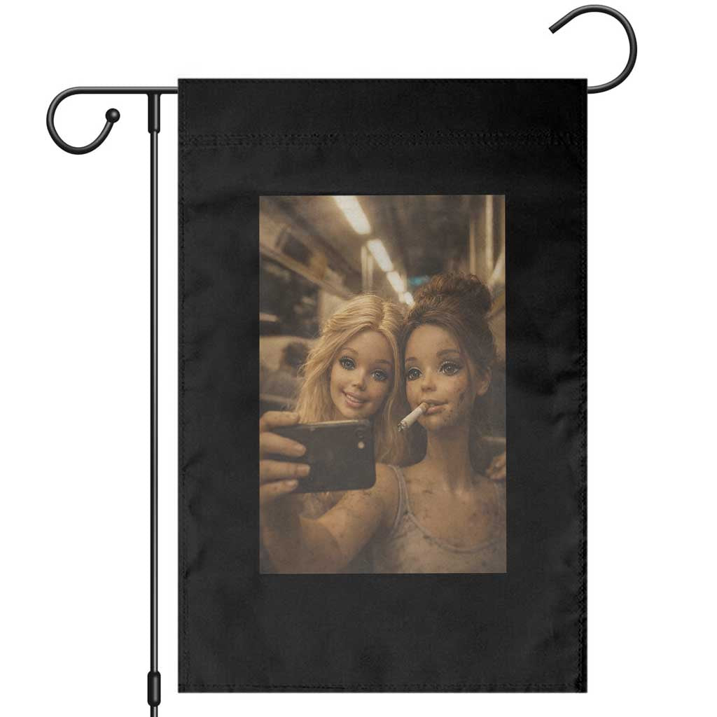 Funny Selfie Doll Meme Garden Flag Aesthetic Doll Face Graphic TS12 Black Print Your Wear