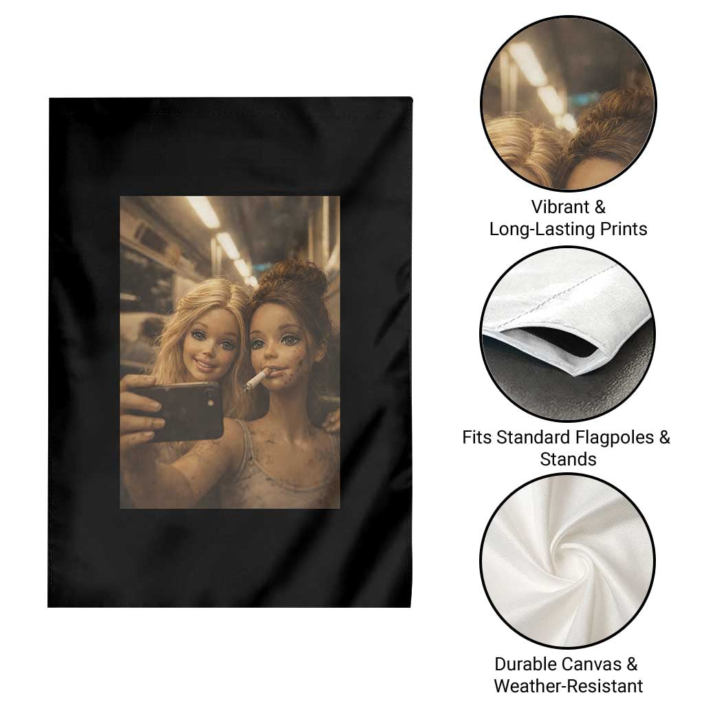 Funny Selfie Doll Meme Garden Flag Aesthetic Doll Face Graphic TS12 Print Your Wear