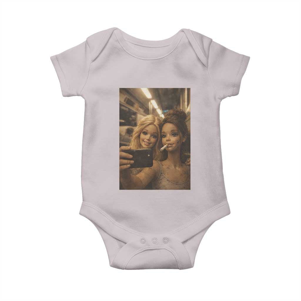 Funny Selfie Doll Meme Baby Onesie Aesthetic Doll Face Graphic TS12 Ice Gray Print Your Wear