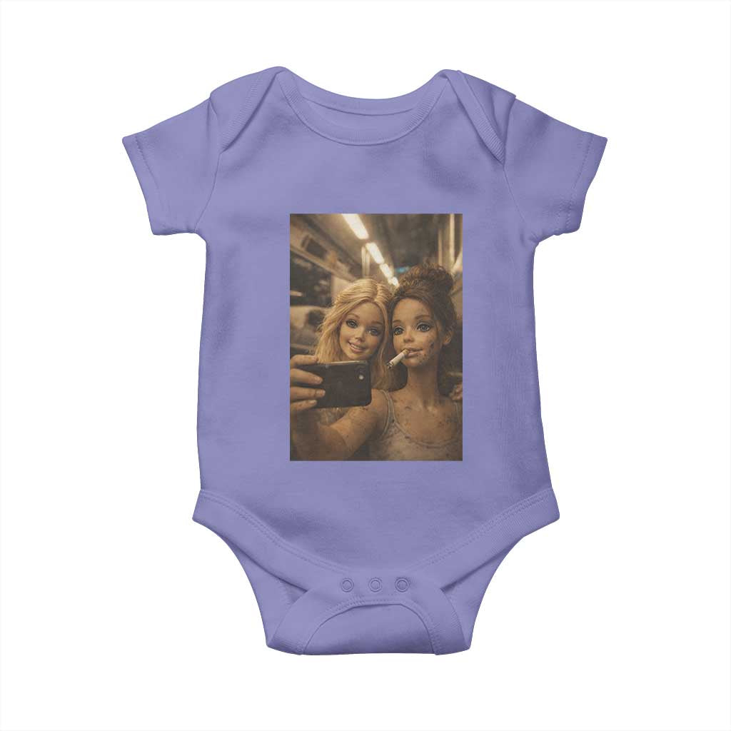 Funny Selfie Doll Meme Baby Onesie Aesthetic Doll Face Graphic TS12 Violet Print Your Wear