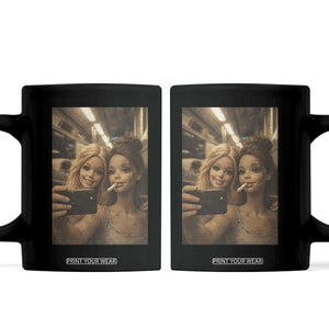 Funny Selfie Doll Meme Coffee Mug Aesthetic Doll Face Graphic TS12 Black Print Your Wear
