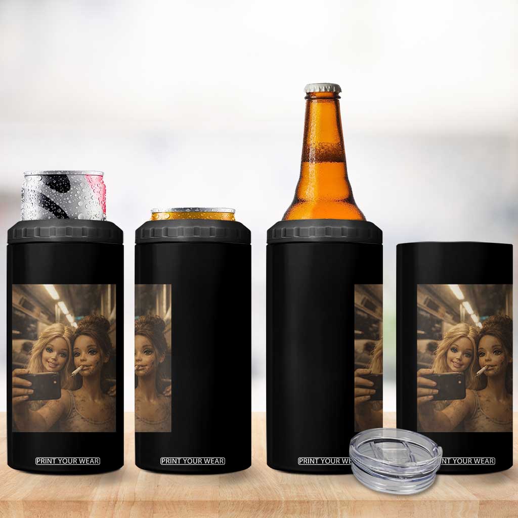 Funny Selfie Doll Meme 4 in 1 Can Cooler Tumbler Aesthetic Doll Face Graphic TS12 Print Your Wear