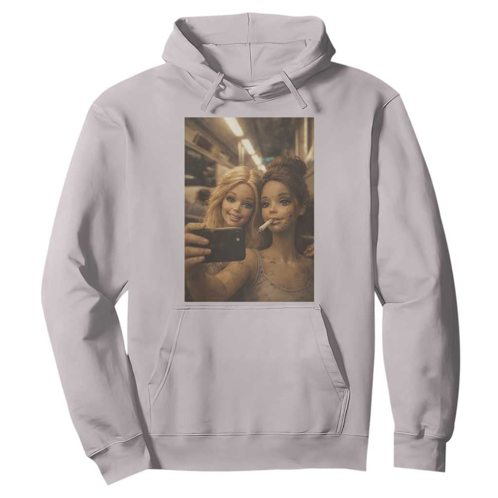 Funny Selfie Doll Meme Hoodie Aesthetic Doll Face Graphic TS12 Ice Gray Print Your Wear