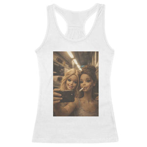 Funny Selfie Doll Meme Racerback Tank Top Aesthetic Doll Face Graphic TS12 White Print Your Wear
