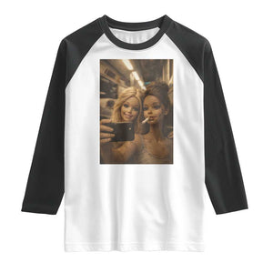 Funny Selfie Doll Meme Raglan Shirt Aesthetic Doll Face Graphic TS12 White Black Print Your Wear
