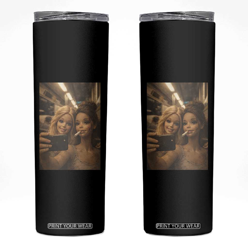 Funny Selfie Doll Meme Skinny Tumbler Aesthetic Doll Face Graphic TS12 Black Print Your Wear