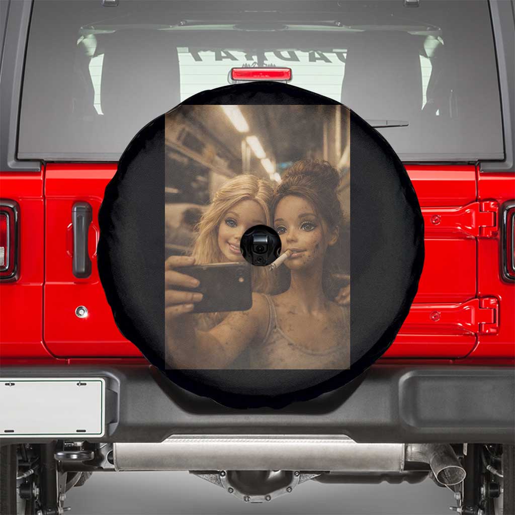 Funny Selfie Doll Meme Spare Tire Cover Aesthetic Doll Face Graphic TS12 Black Print Your Wear