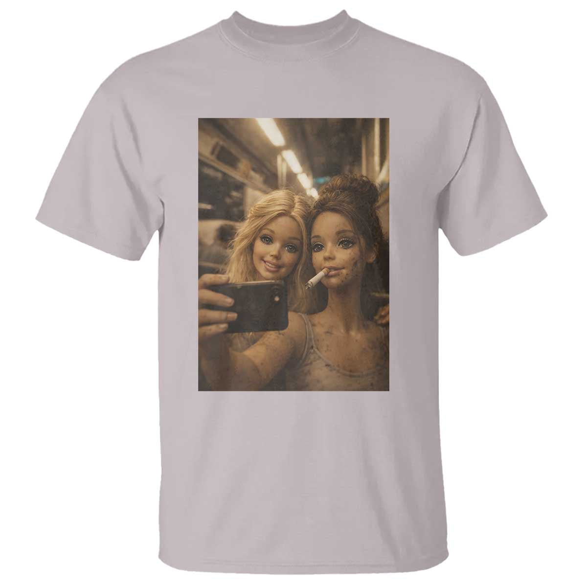 Funny Selfie Doll Meme T Shirt Aesthetic Doll Face Graphic TS12 Ice Gray Print Your Wear