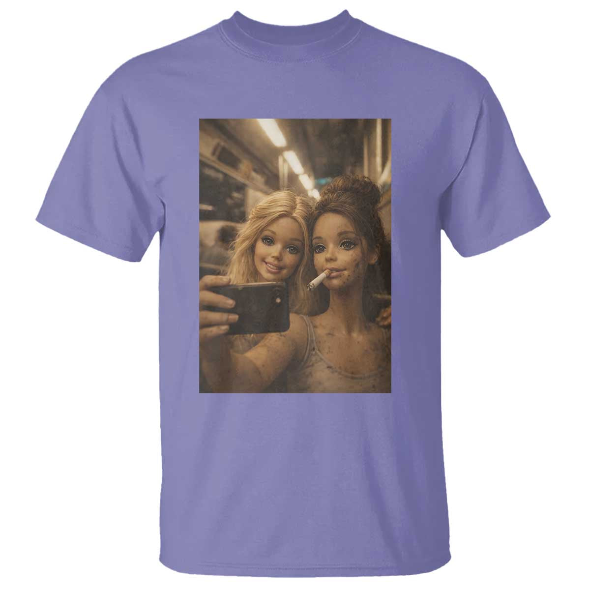 Funny Selfie Doll Meme T Shirt Aesthetic Doll Face Graphic TS12 Violet Print Your Wear
