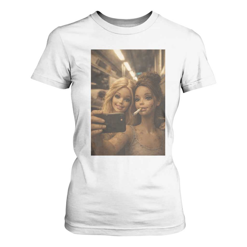 Funny Selfie Doll Meme T Shirt For Women Aesthetic Doll Face Graphic TS12 White Print Your Wear