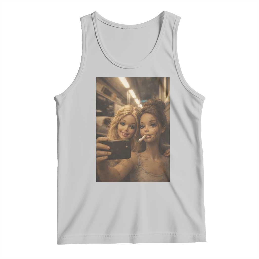 Funny Selfie Doll Meme Tank Top Aesthetic Doll Face Graphic TS12 Ash Print Your Wear