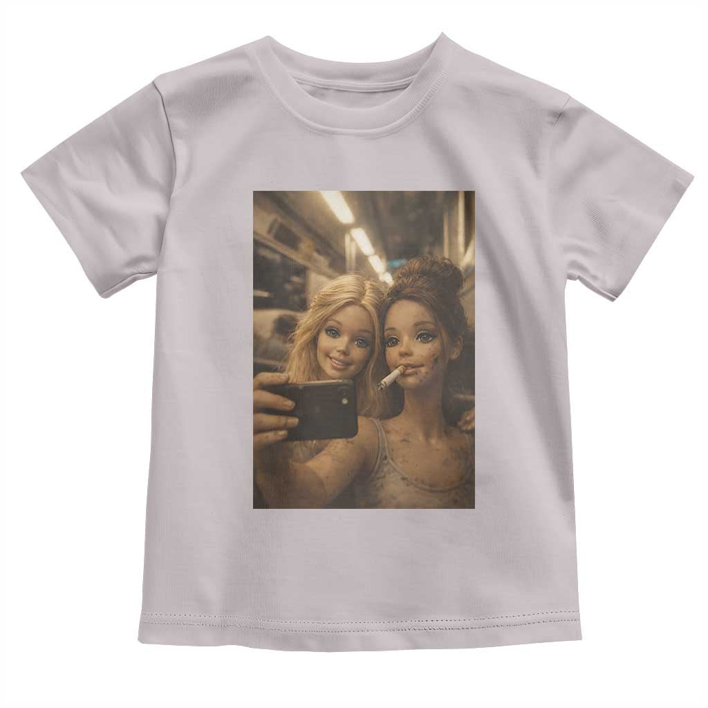 Funny Selfie Doll Meme Toddler T Shirt Aesthetic Doll Face Graphic TS12 Ice Gray Print Your Wear