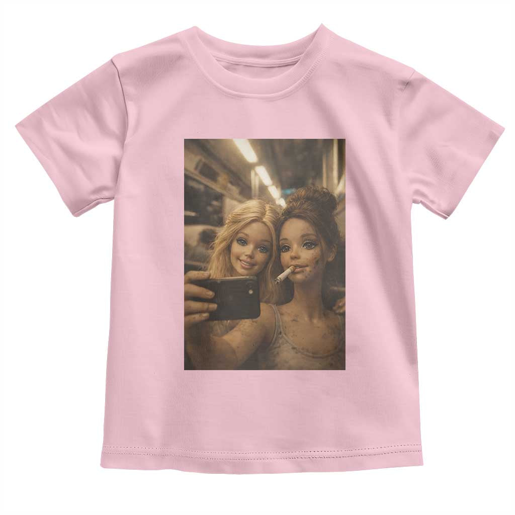 Funny Selfie Doll Meme Toddler T Shirt Aesthetic Doll Face Graphic TS12 Light Pink Print Your Wear