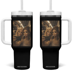 Funny Selfie Doll Meme Tumbler With Handle Aesthetic Doll Face Graphic TS12 One Size: 40 oz Black Print Your Wear
