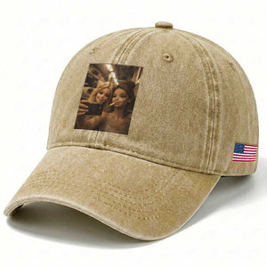 Funny Selfie Doll Meme Washed Cotton Baseball Cap Aesthetic Doll Face Graphic TS12 Print Your Wear