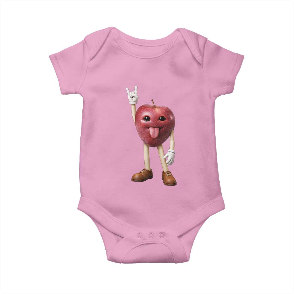 Funny Apple With Face Wapple Meme Baby Onesie TS12 Light Pink Print Your Wear