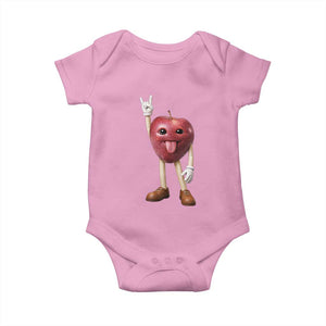 Funny Apple With Face Wapple Meme Baby Onesie TS12 Light Pink Print Your Wear