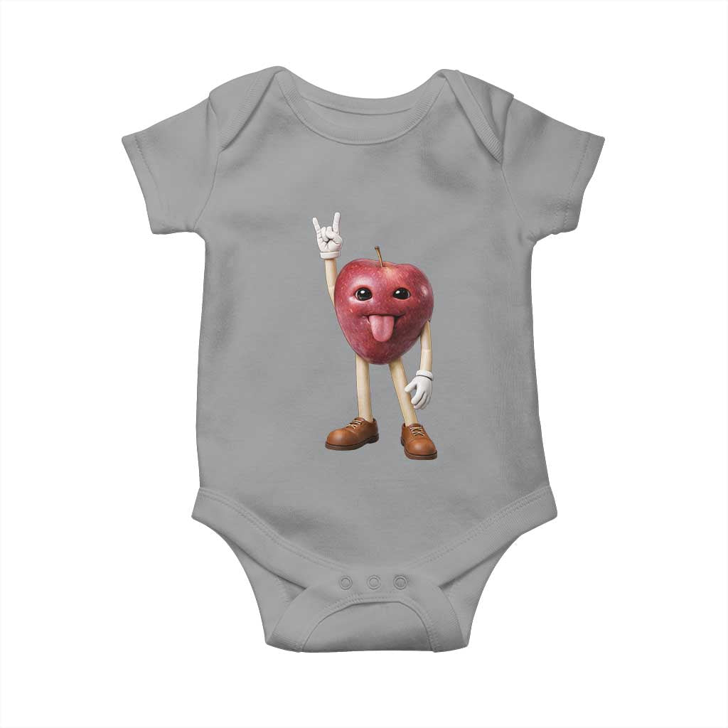 Funny Apple With Face Wapple Meme Baby Onesie TS12 Sport Gray Print Your Wear