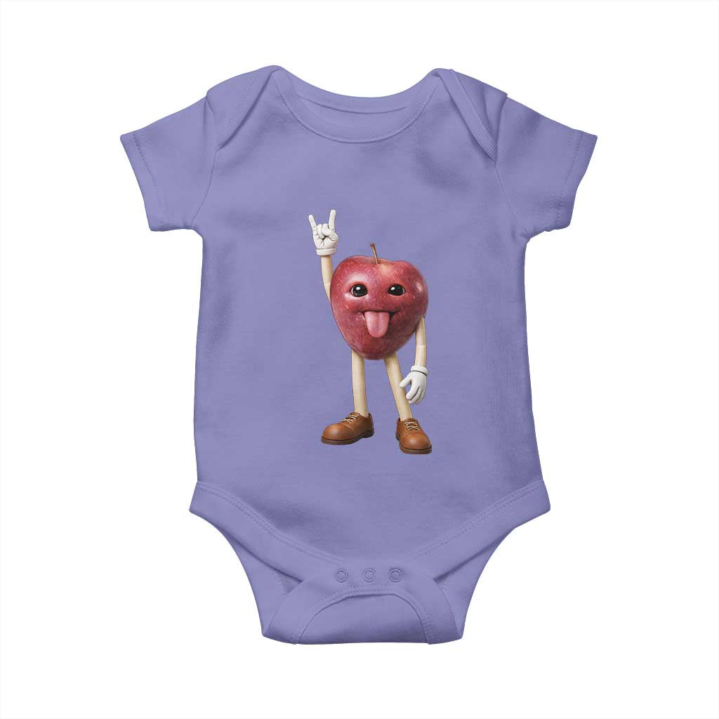 Funny Apple With Face Wapple Meme Baby Onesie TS12 Violet Print Your Wear