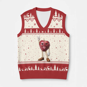 Funny Apple With Face Wapple Meme V-Neck Knit Sweater Vest TS12 Beige Red Print Your Wear