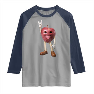Funny Apple With Face Wapple Meme Raglan Shirt TS12 Sport Gray Navy Print Your Wear