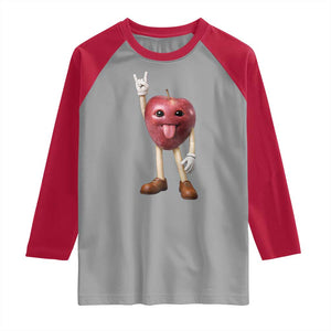 Funny Apple With Face Wapple Meme Raglan Shirt TS12 Sport Gray Red Print Your Wear