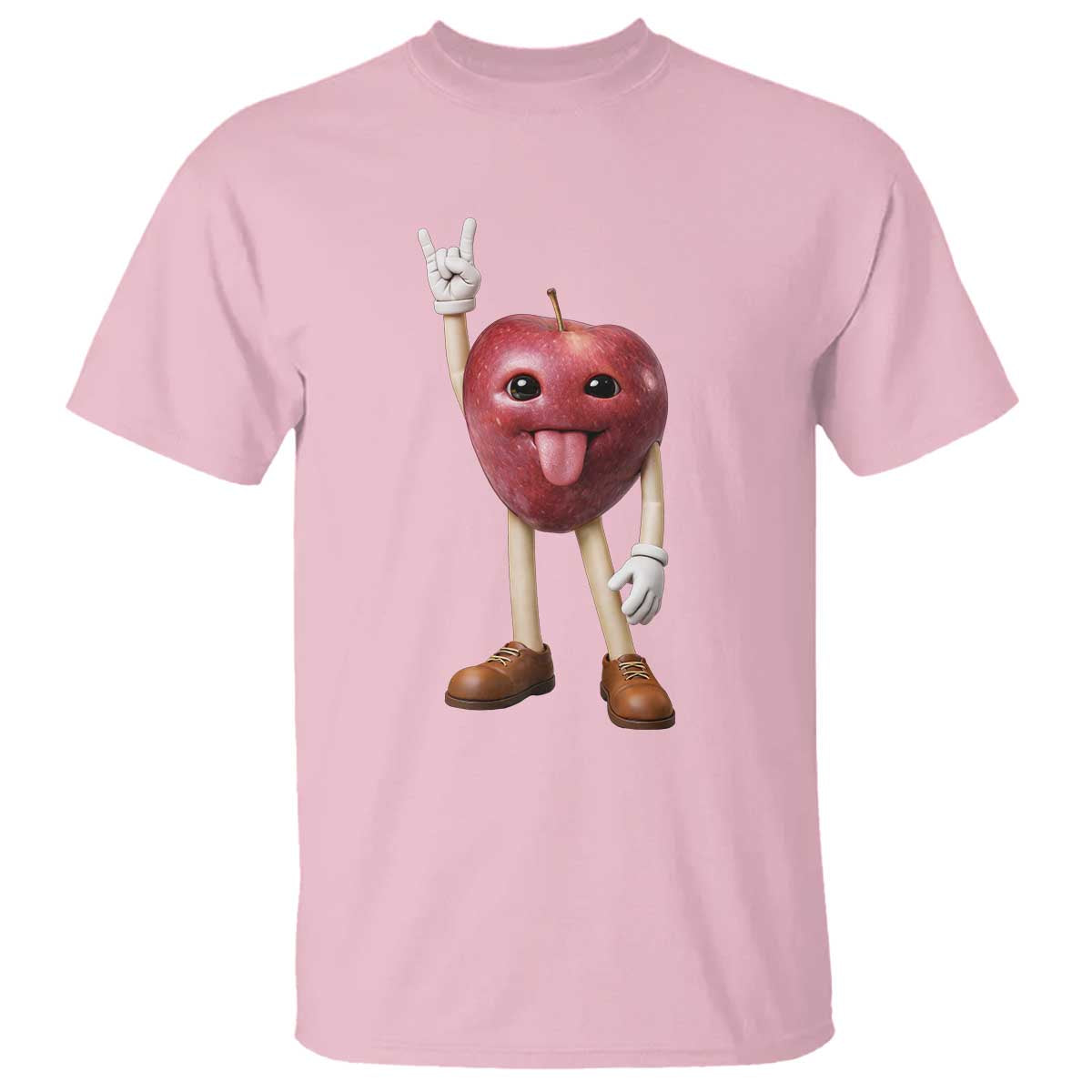 Funny Apple With Face Wapple Meme T Shirt TS12 Light Pink Print Your Wear