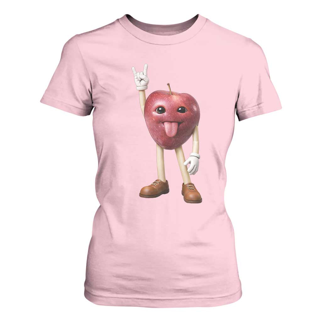 Funny Apple With Face Wapple Meme T Shirt For Women TS12 Light Pink Print Your Wear
