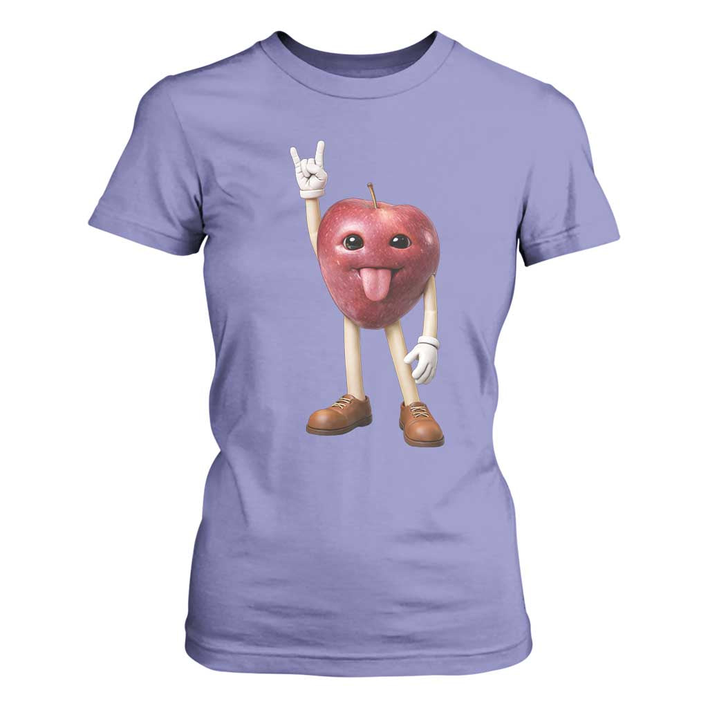 Funny Apple With Face Wapple Meme T Shirt For Women TS12 Violet Print Your Wear