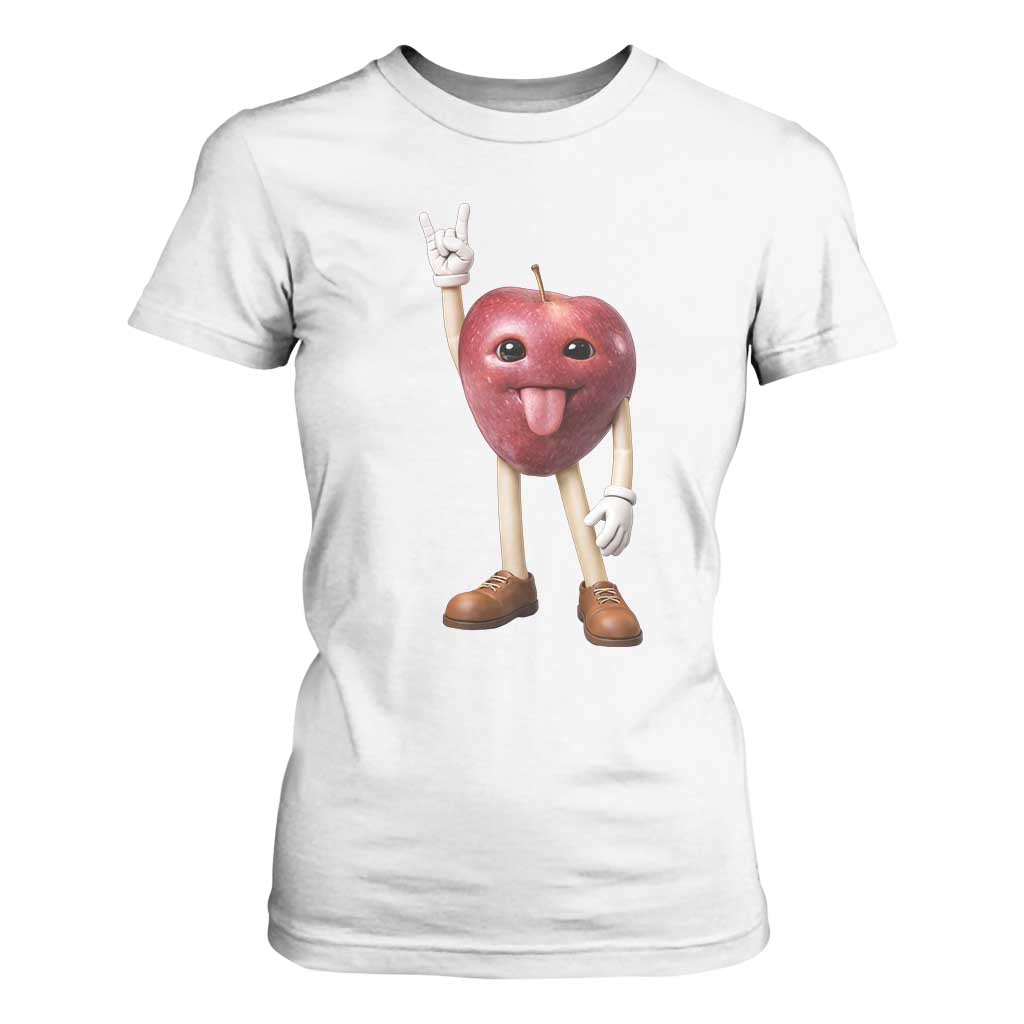 Funny Apple With Face Wapple Meme T Shirt For Women TS12 White Print Your Wear
