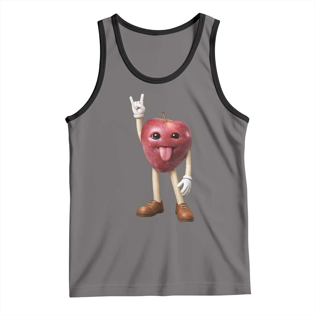 Funny Apple With Face Wapple Meme Tank Top TS12 Deep Heather Black Print Your Wear