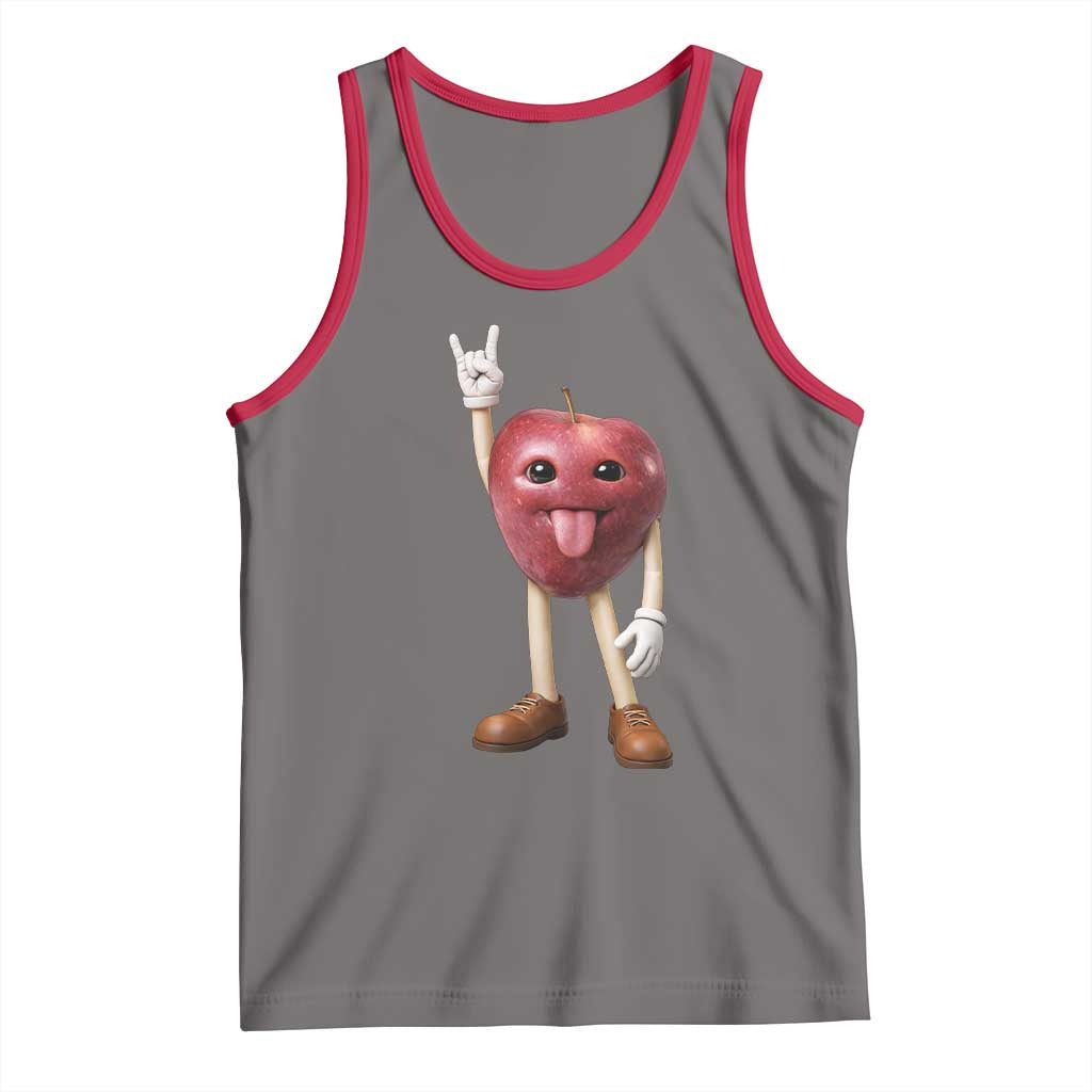 Funny Apple With Face Wapple Meme Tank Top TS12 Deep Heather Red Print Your Wear