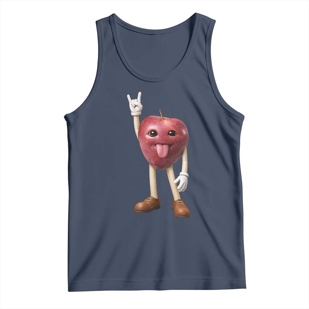Funny Apple With Face Wapple Meme Tank Top TS12 Navy Print Your Wear
