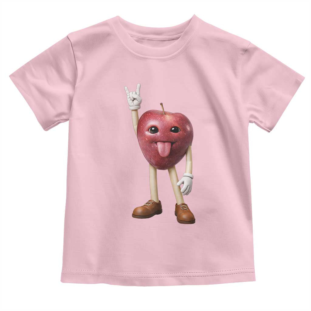 Funny Apple With Face Wapple Meme Toddler T Shirt TS12 Light Pink Print Your Wear