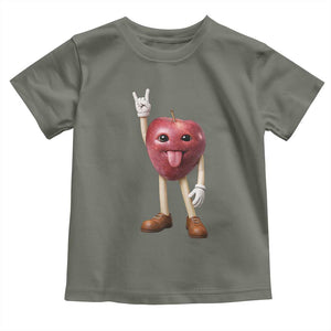Funny Apple With Face Wapple Meme Toddler T Shirt TS12 Military Green Print Your Wear