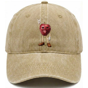 Funny Apple With Face Wapple Meme Washed Cotton Baseball Cap TS12 Print Your Wear