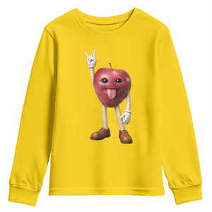 Funny Apple With Face Wapple Meme Youth Sweatshirt TS12 Daisy Print Your Wear