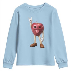 Funny Apple With Face Wapple Meme Youth Sweatshirt TS12 Light Blue Print Your Wear
