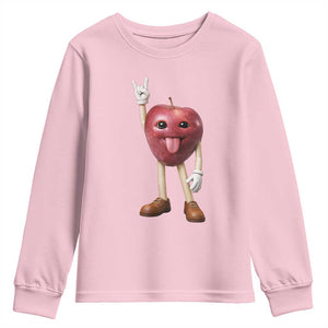 Funny Apple With Face Wapple Meme Youth Sweatshirt TS12 Light Pink Print Your Wear