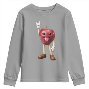Funny Apple With Face Wapple Meme Youth Sweatshirt TS12 Sport Gray Print Your Wear